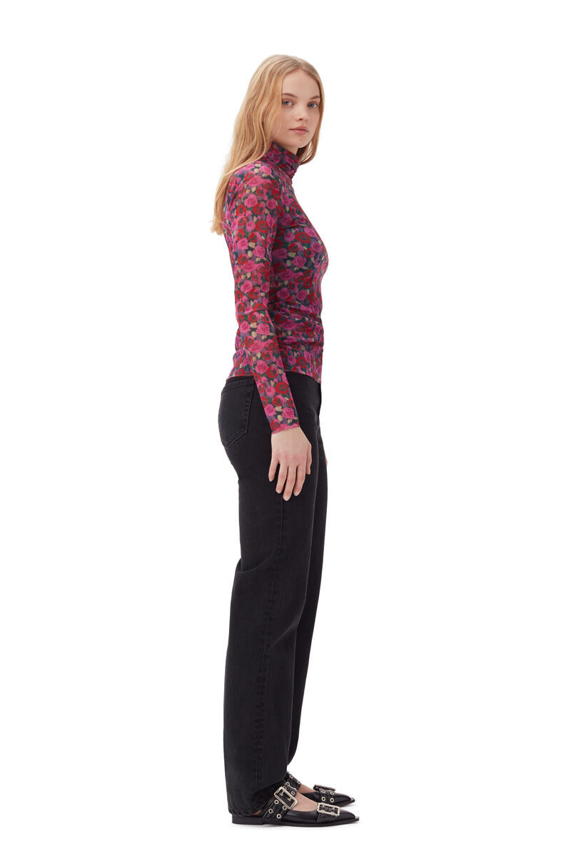 Ganni Straight Denim Trousers In Black