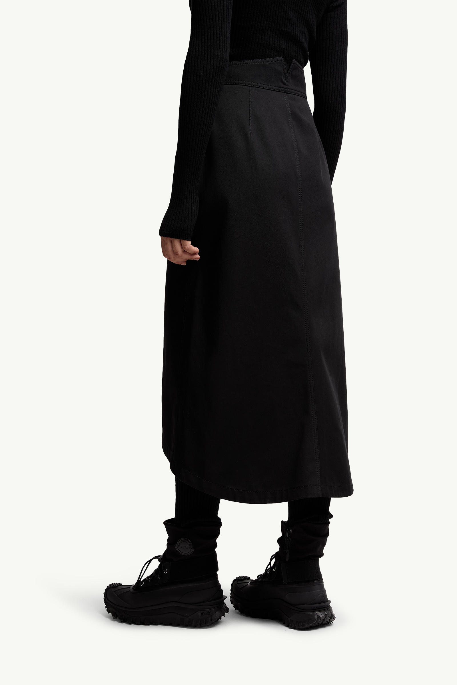 Moncler X Ee72 By Edward Enninful Cotton Gabardine Midi Skirt In Black