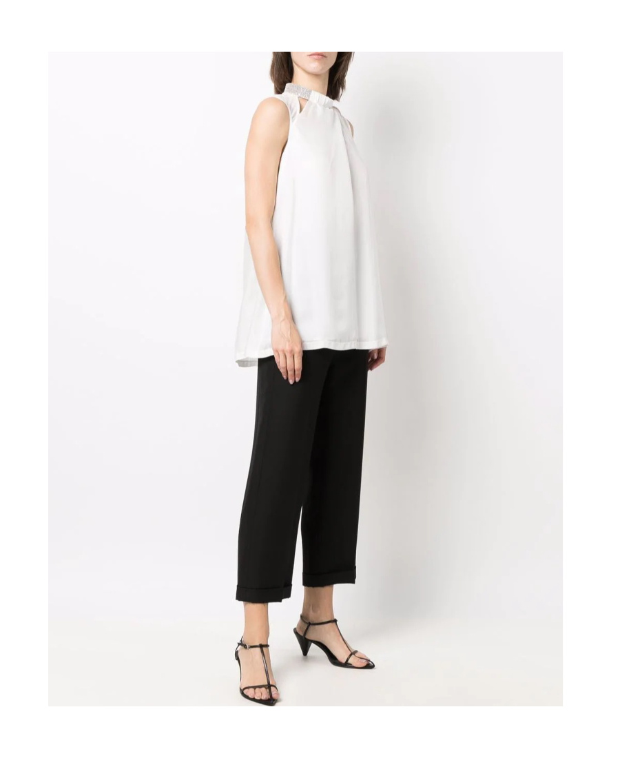 Shop Fabiana Filippi Rhinestone-embellished Blouse In White