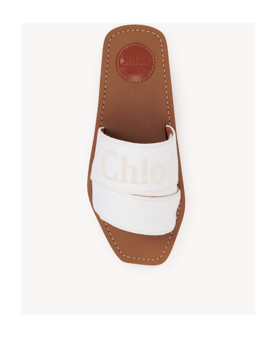 Chloé Woody Logo-embroidered Slides In White