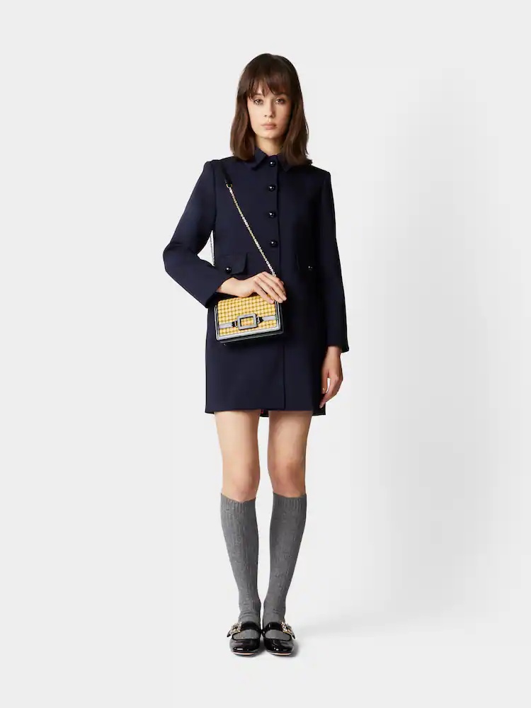 Roger Vivier Checked Foldover Top Clutch Bag In Black