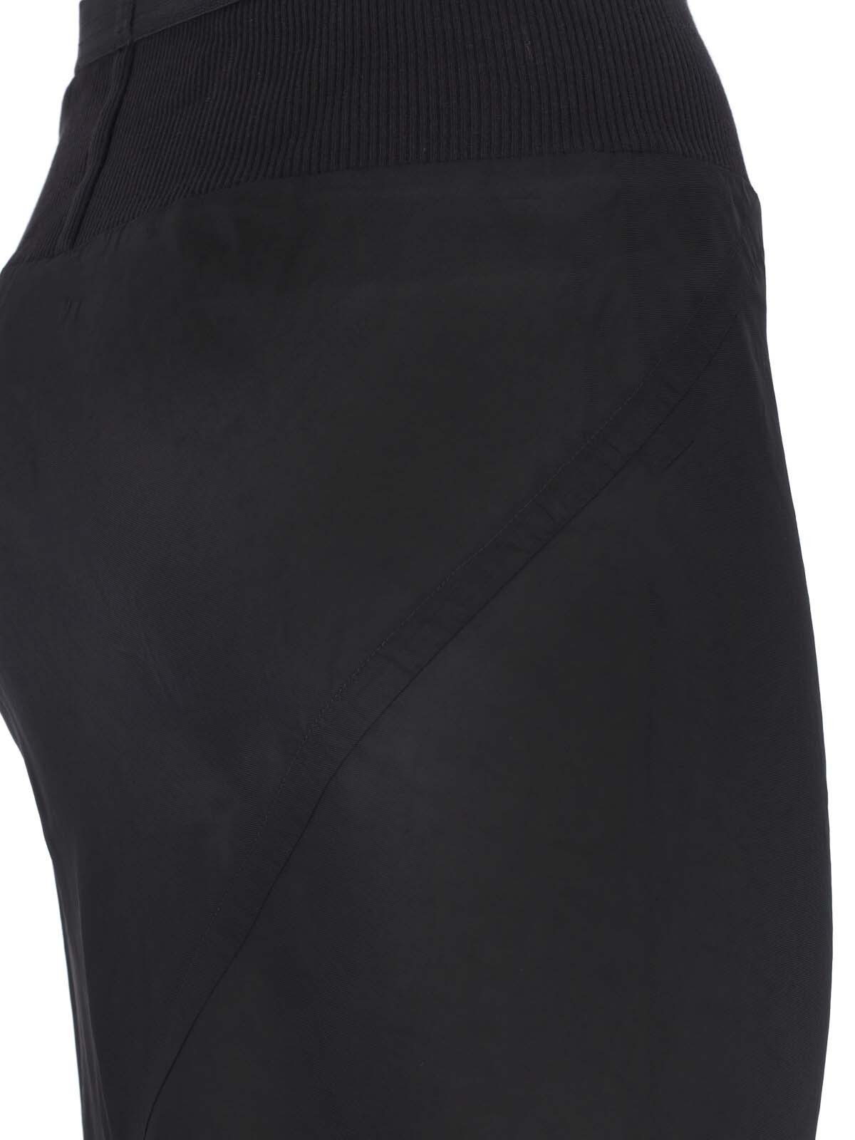 Rick Owens Asymmetric Elastic Waistband Midi Skirt In Black