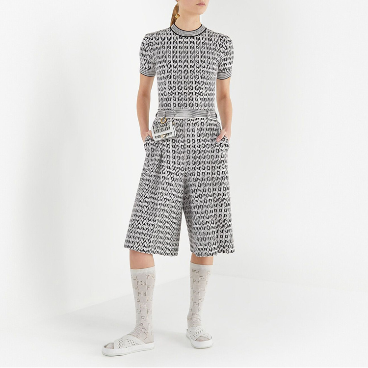 Fendi Ff-motif Satraight-leg Bermuda Shorts In Gray