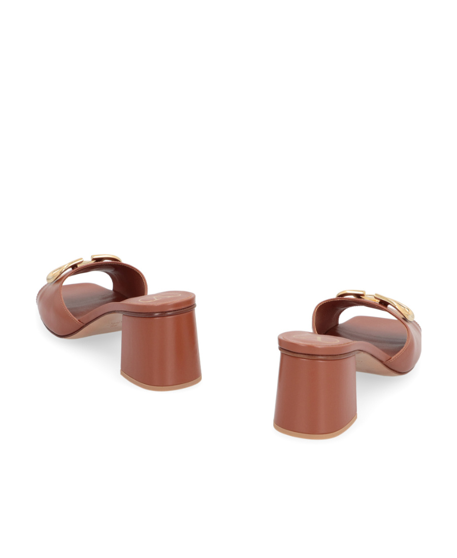 Valentino Vlogo Signature 60mm Patent Sandals In Brown