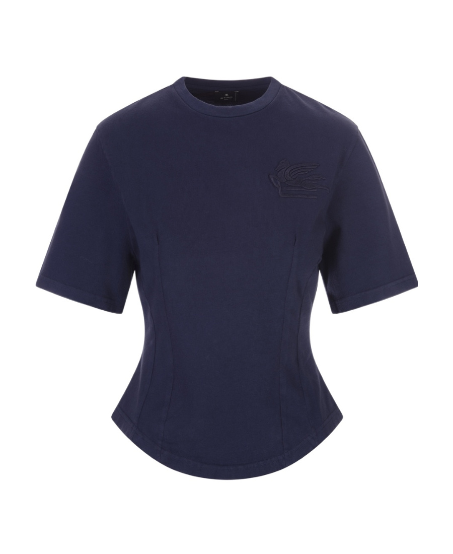 Etro Logo-embroidered Fitted T-shirt In Black