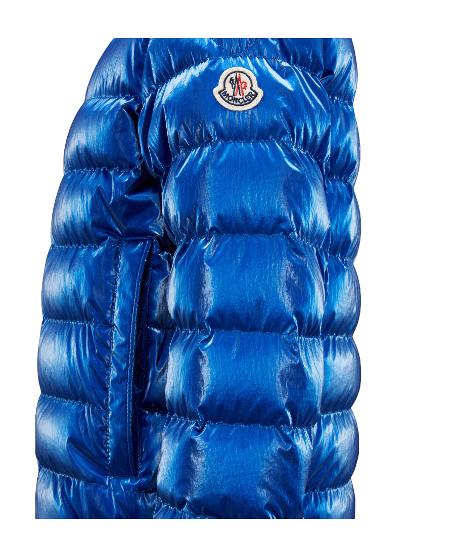 Moncler Hooded Padded Down Jacket In Blue