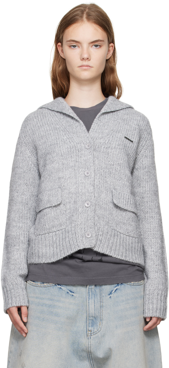 We11 Done Single-breasted Long-sleeved Sweater In Gray