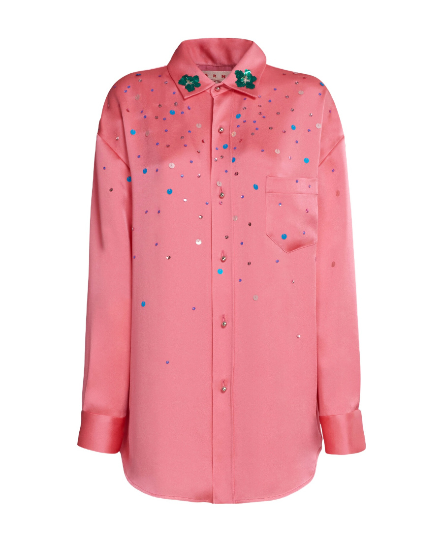 Marni Sequin-embellished Oversized Shirt In Pink