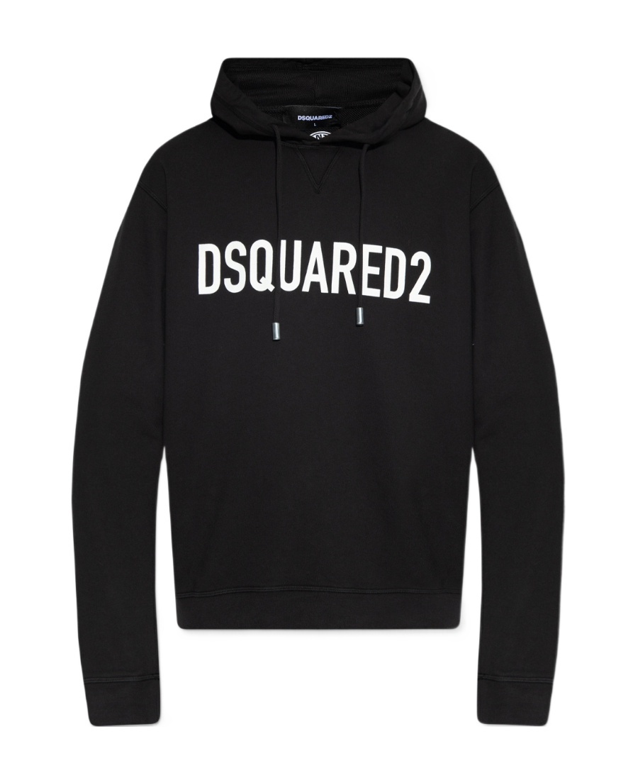 Shop Dsquared2 Logo-print Cotton Hoodie In Black