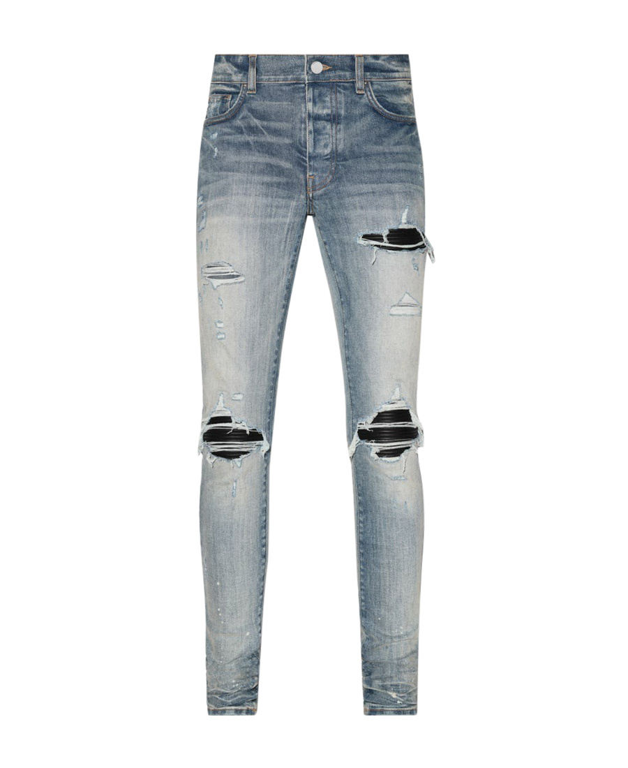 Amiri Distressed-finish Ripped Skinny Jeans In Gray