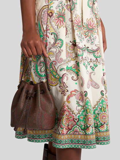Etro Mini Paisley Bucket Bag In Brown