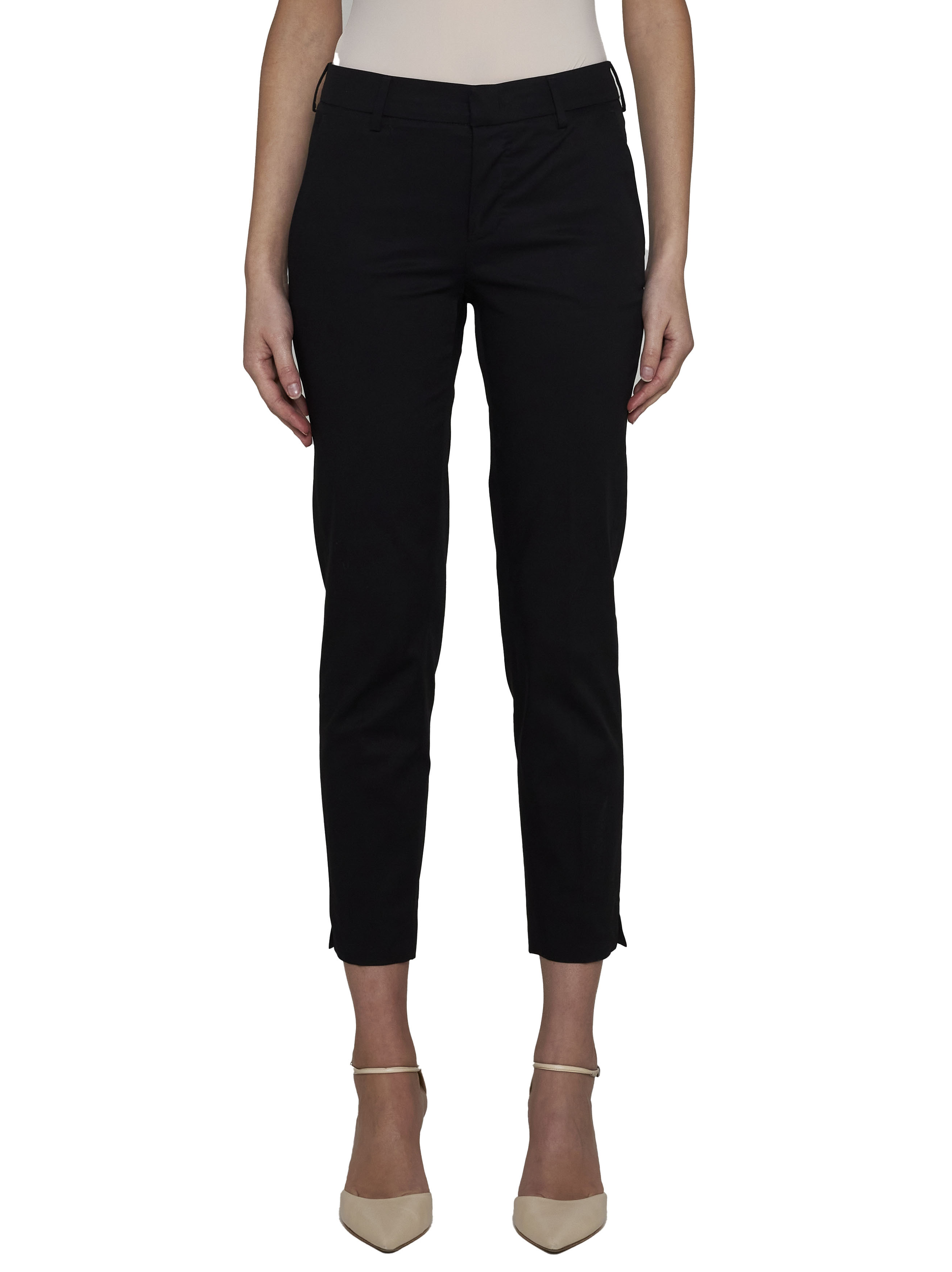 Pt Torino Pressed Crease Stretch-cotton Trousers In Black