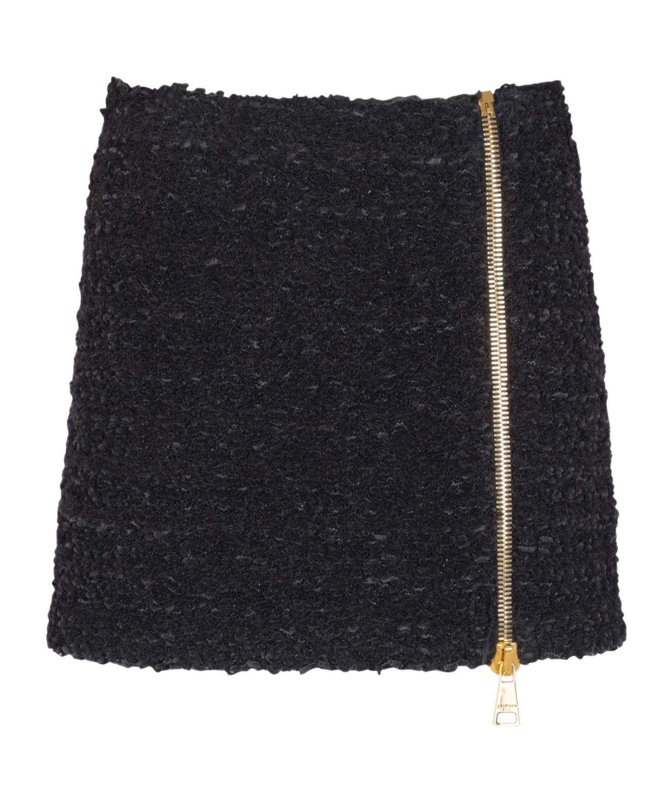 Balmain Short Zipped Tweed Skirt In Blue