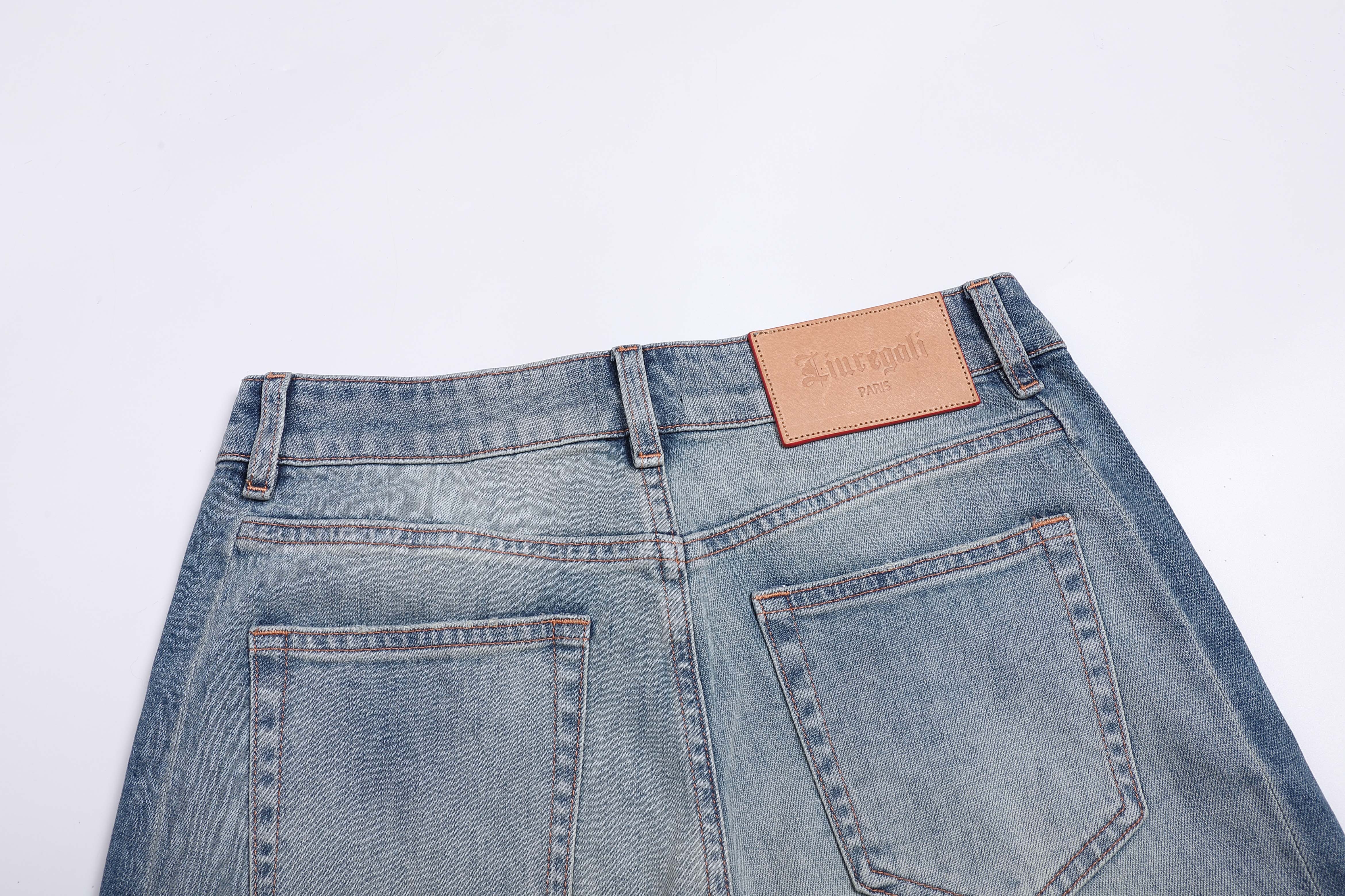 Liuregali Side Slit Jeans In Gray