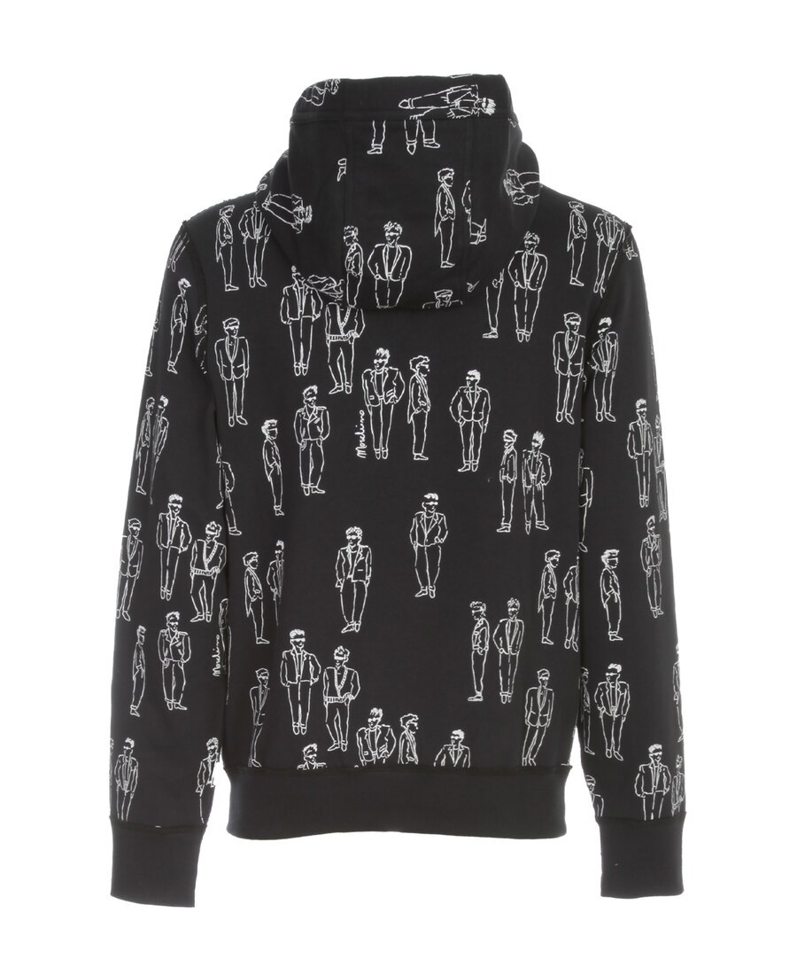 Moschino Men's Graphic Henley Hoodie In Black