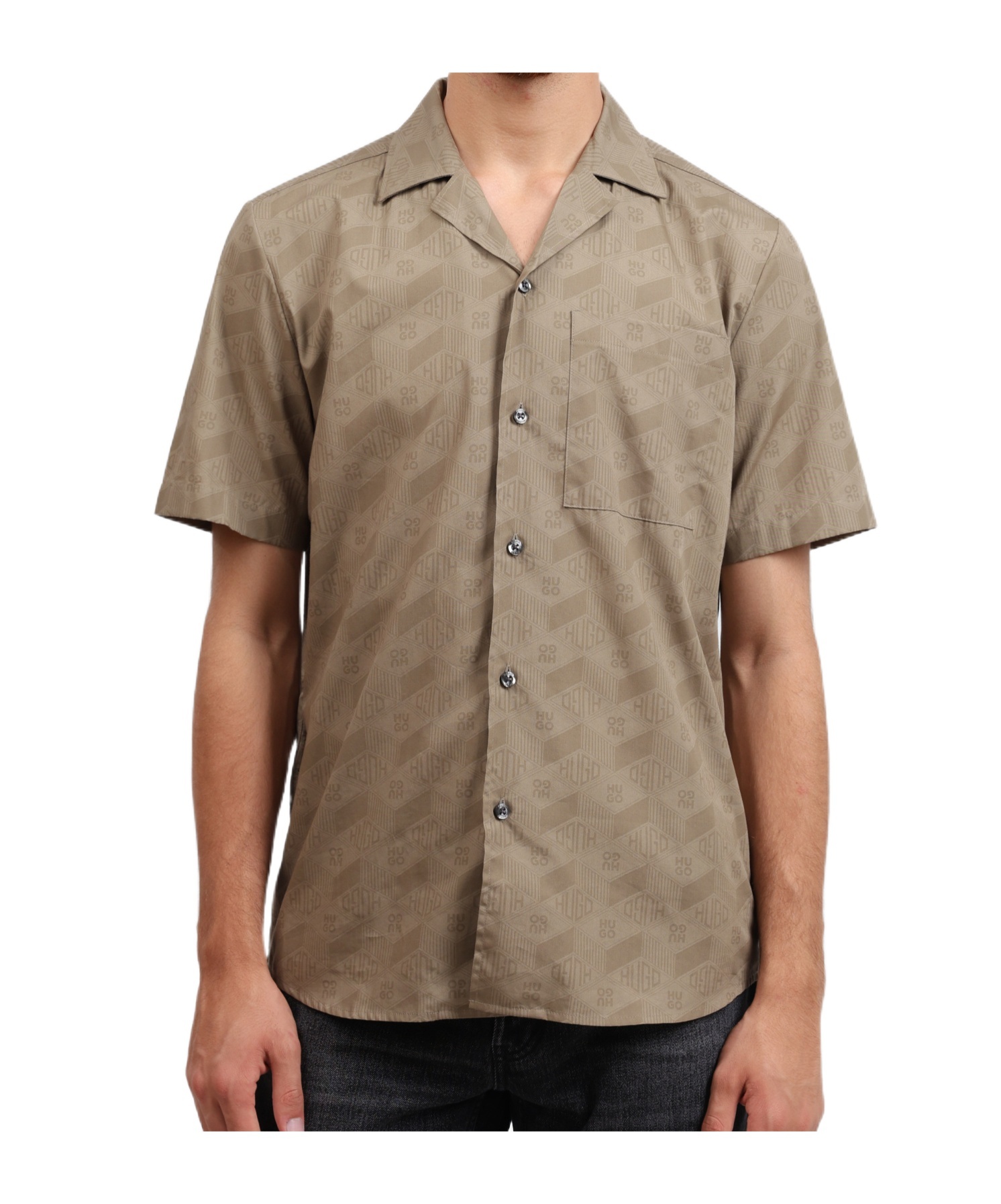 Hugo Boss Short Sleeve Shirt In Brown