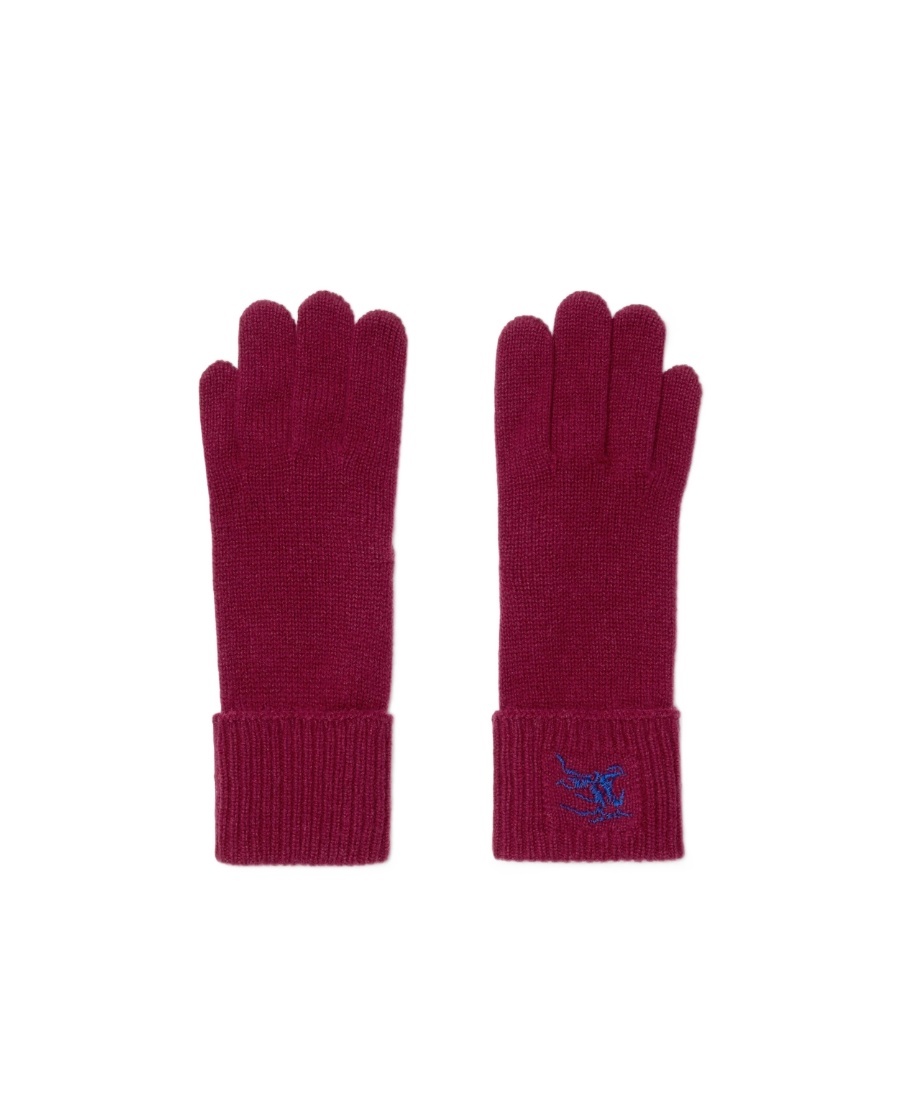 Burberry Ekd-embroidered Cashmere-blend Gloves In Red