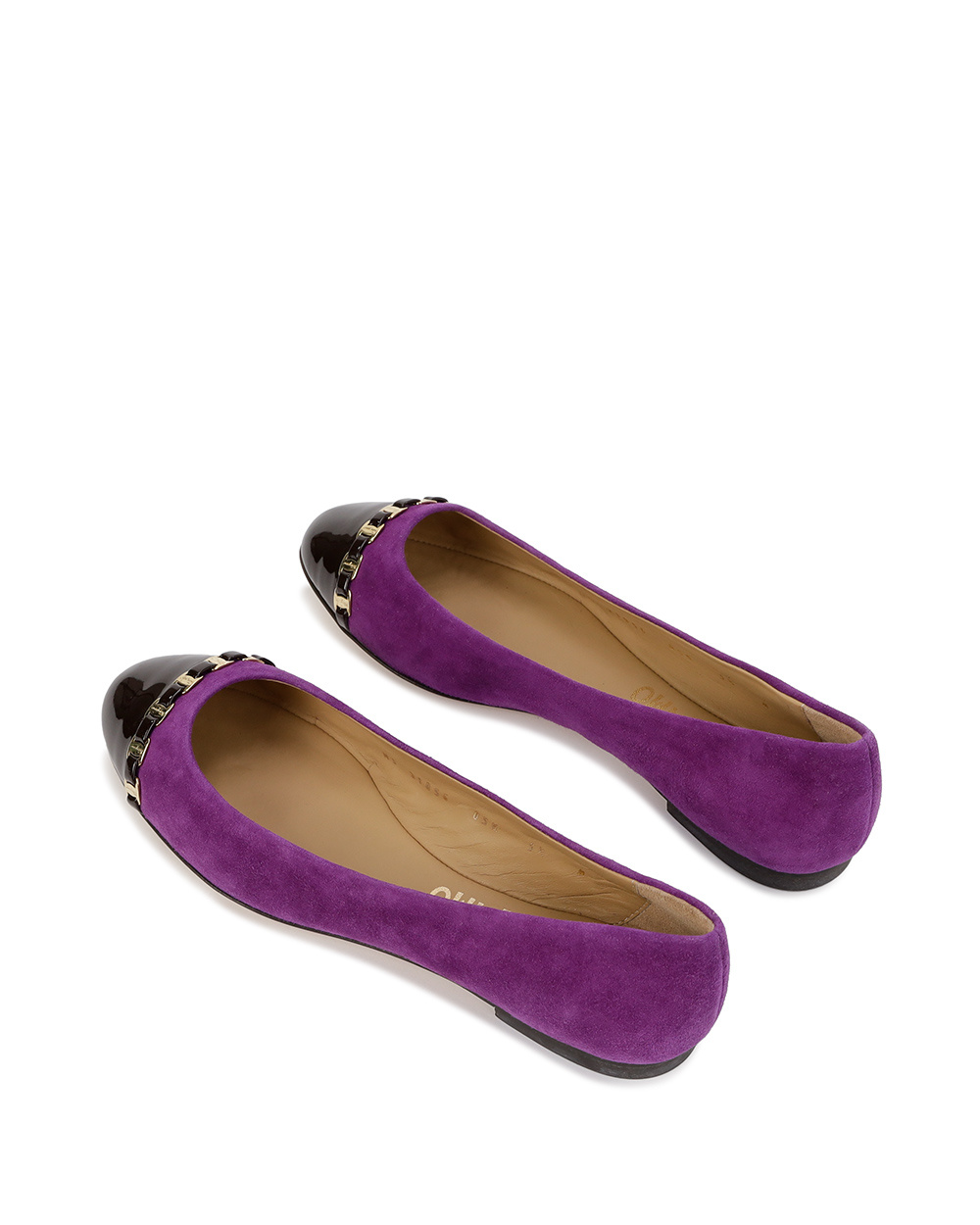 Ferragamo Stitching Ballet Shoes In Purple