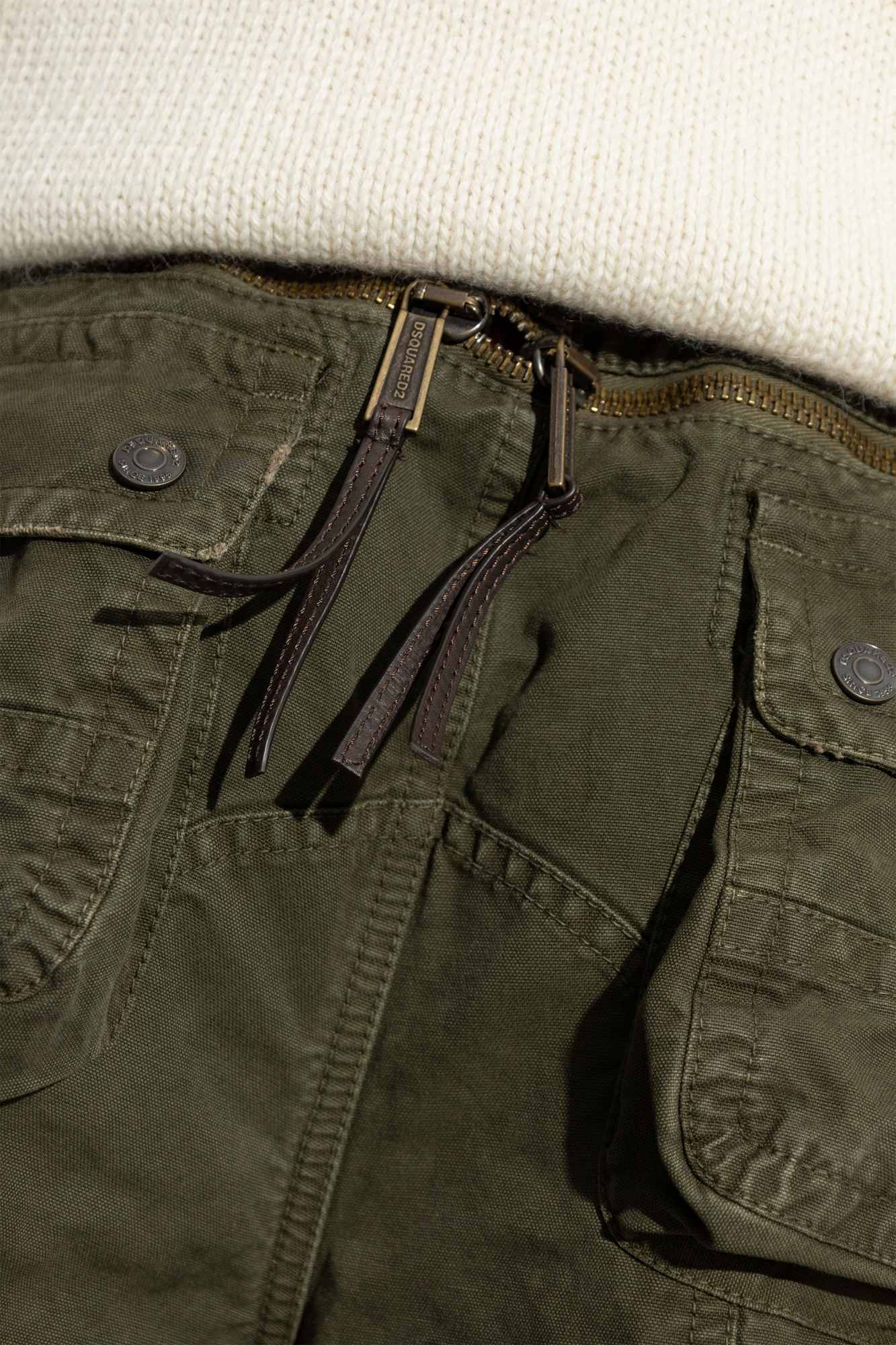 Dsquared2 Mid-rise Cotton Cargo Trousers In Green