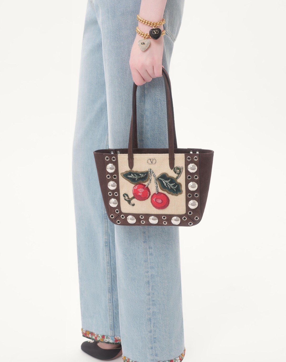 Valentino Borsa A Mano Nellcôte Mini In Pelle Scamosciata Marrone Donna