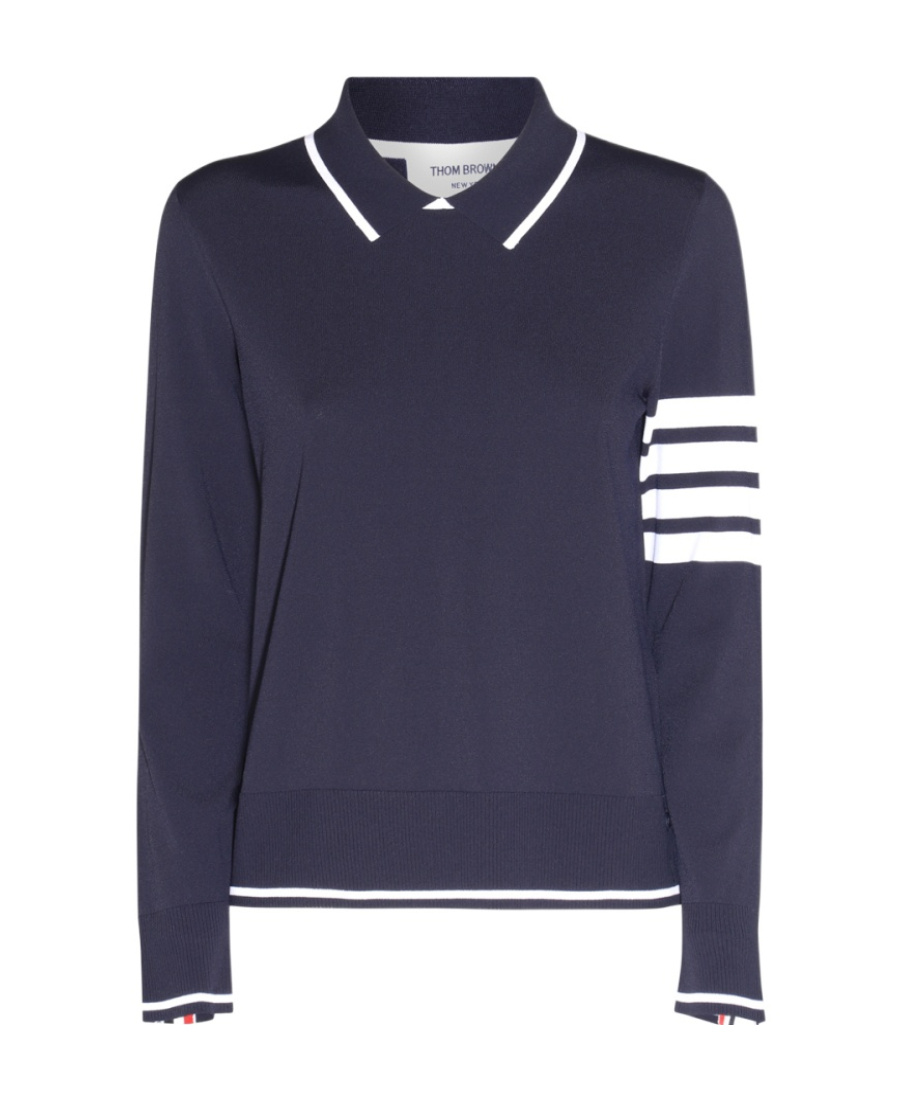 Thom Browne Jersey Pullover Polo Jumper In Blue
