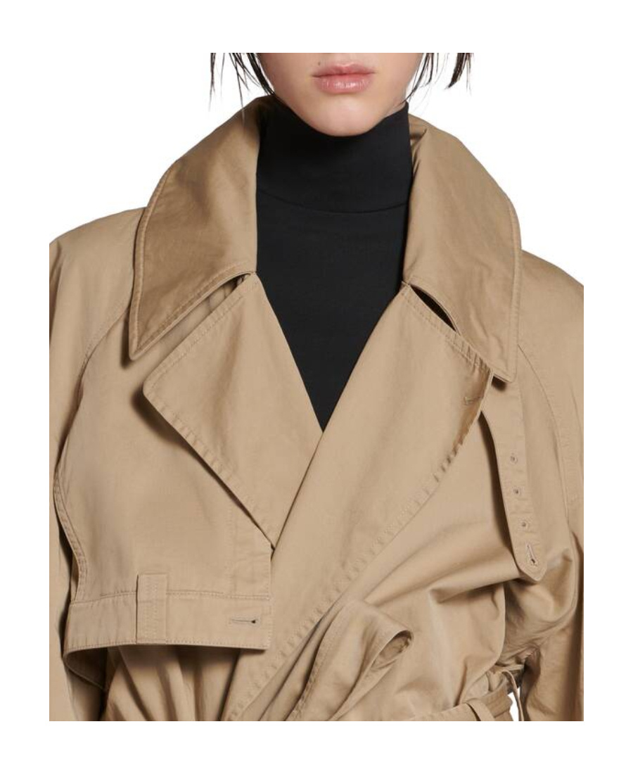 Balenciaga Deconstructed Cotton Trench Coat In Brown