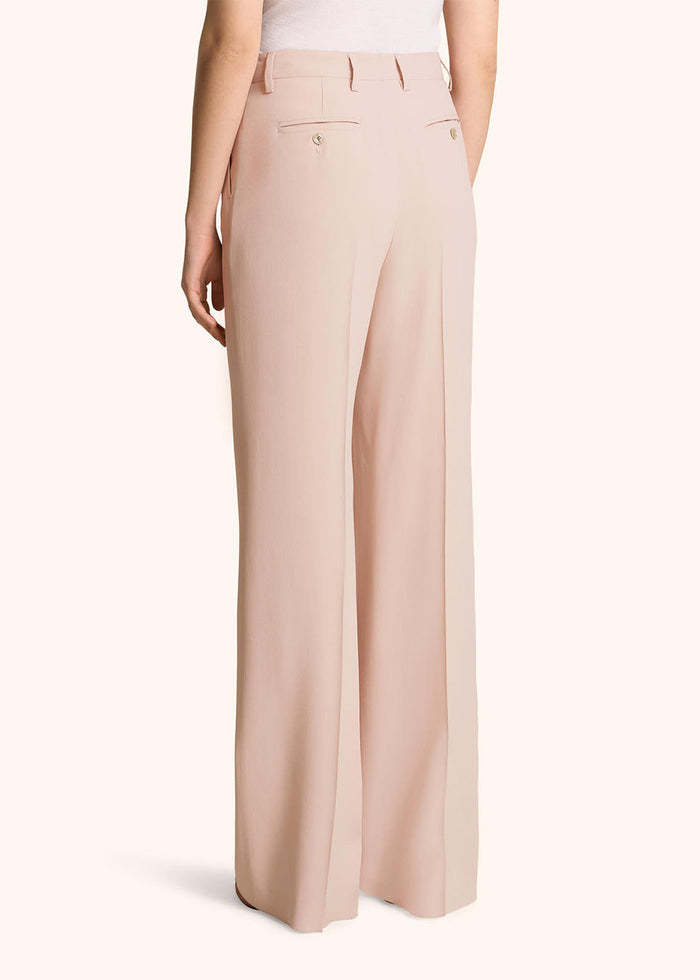 Kiton Satin Trousers Wide Leg Pockets In Nude