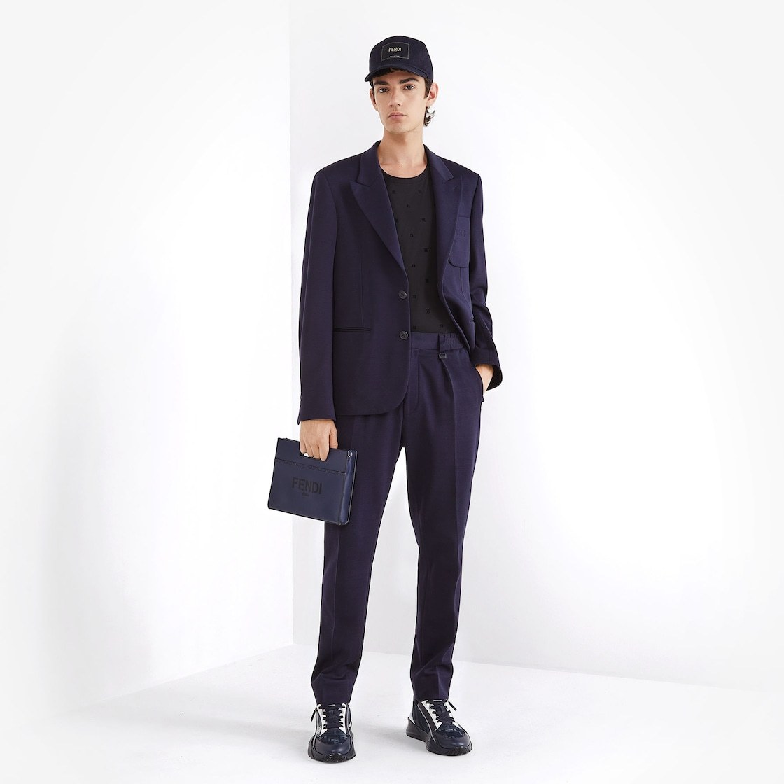 Fendi Mini Logo Todd Handbag In Blue