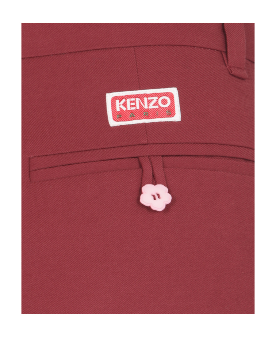 Shop Kenzo Cropped Pleated Trousers In Red