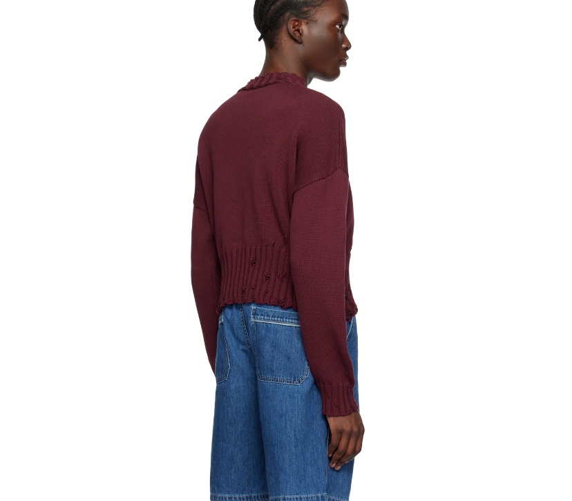 Marni Round Neck Short Knitted Sweater In Red