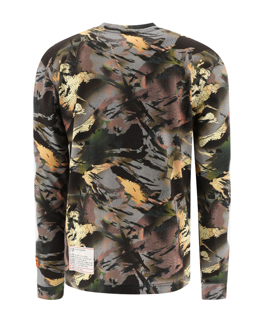 Heron Preston "flaming Camo" Crew Neck T-shirt In Green