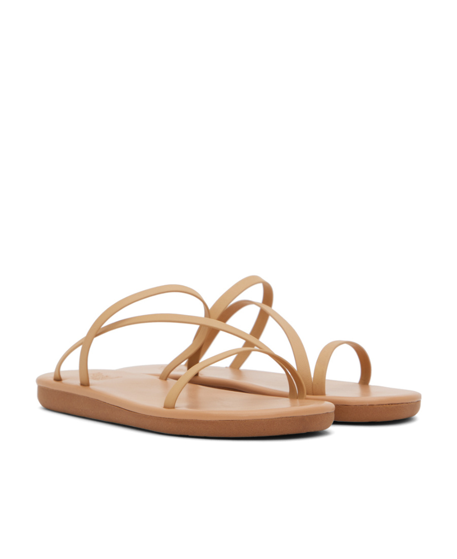 Ancient Greek Sandals Logo Flat Slippers In Nude