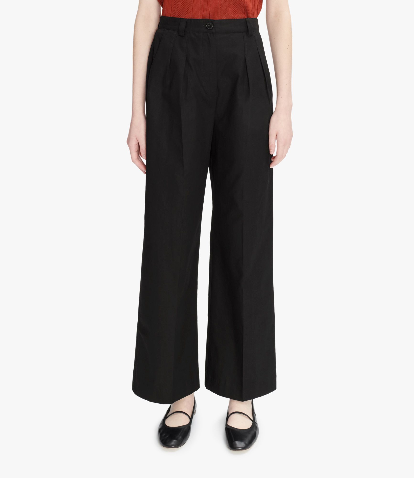Apc Straight Cotton Trousers In Black
