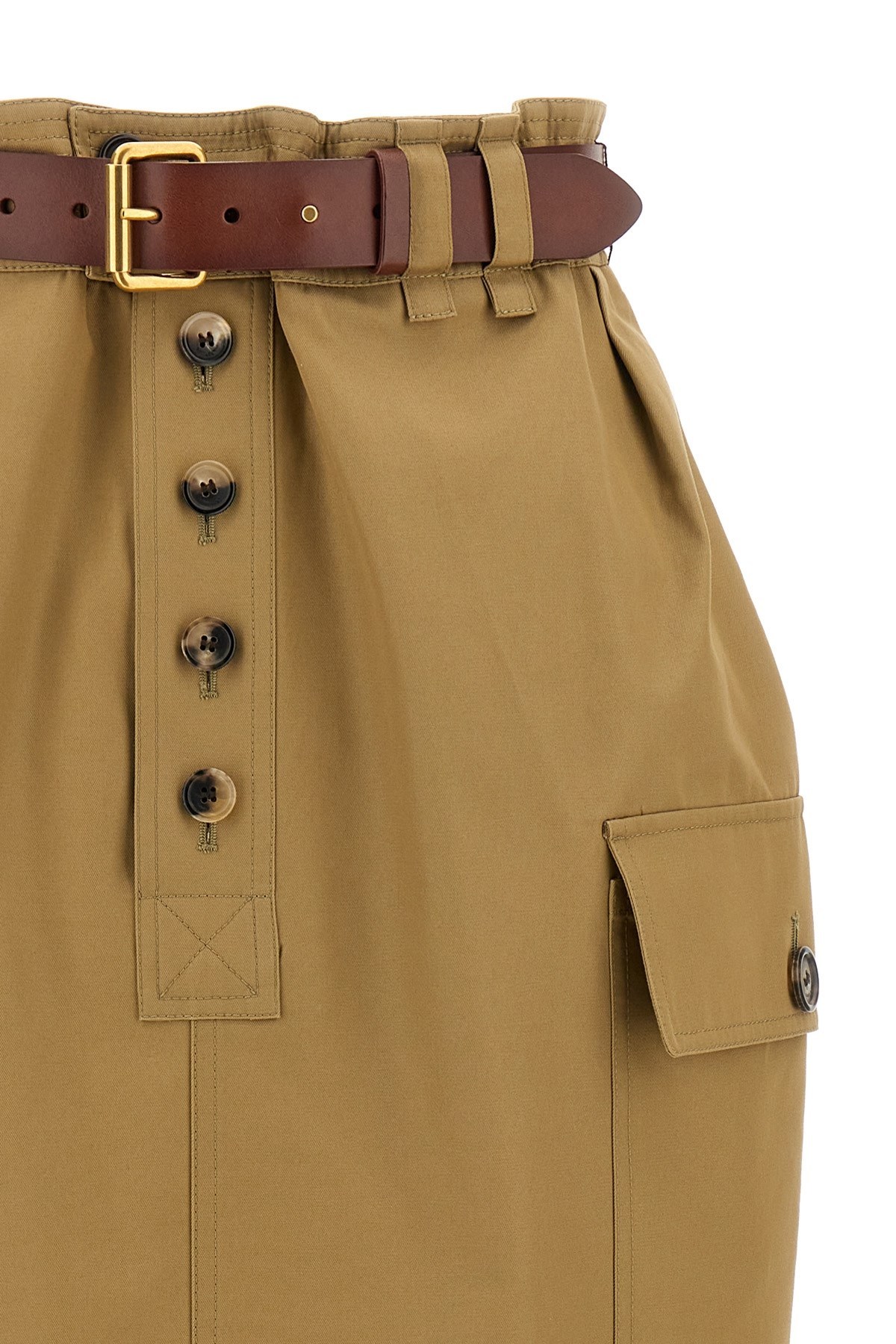 Saint Laurent Paris Women Gonna A Matita Cassandre In Twill Di Cotone In Brown
