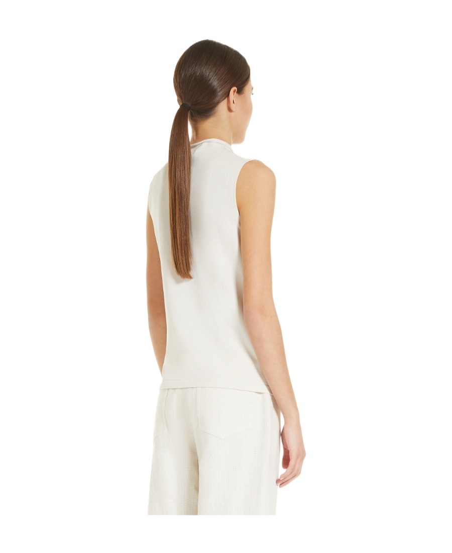 Max Mara Sleeveless Round Collar Vest In White