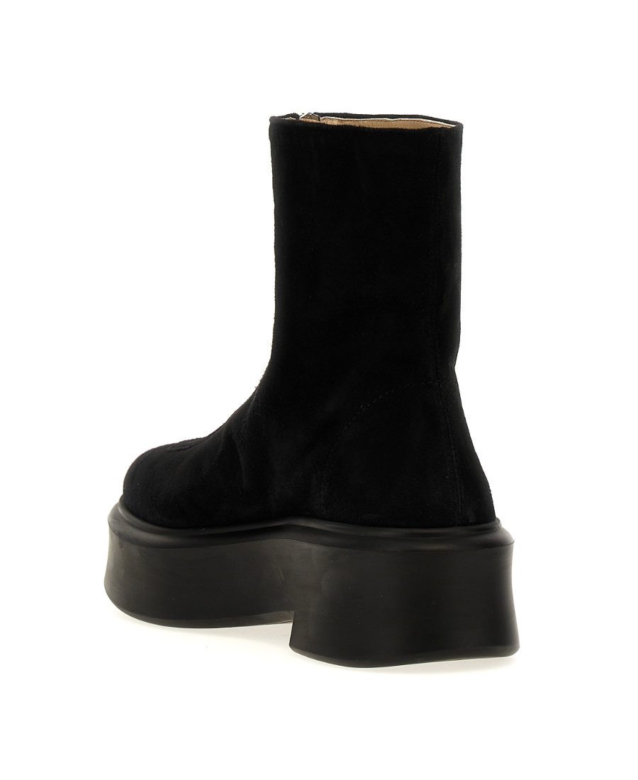 The Row Round Toe Short Boots In Black