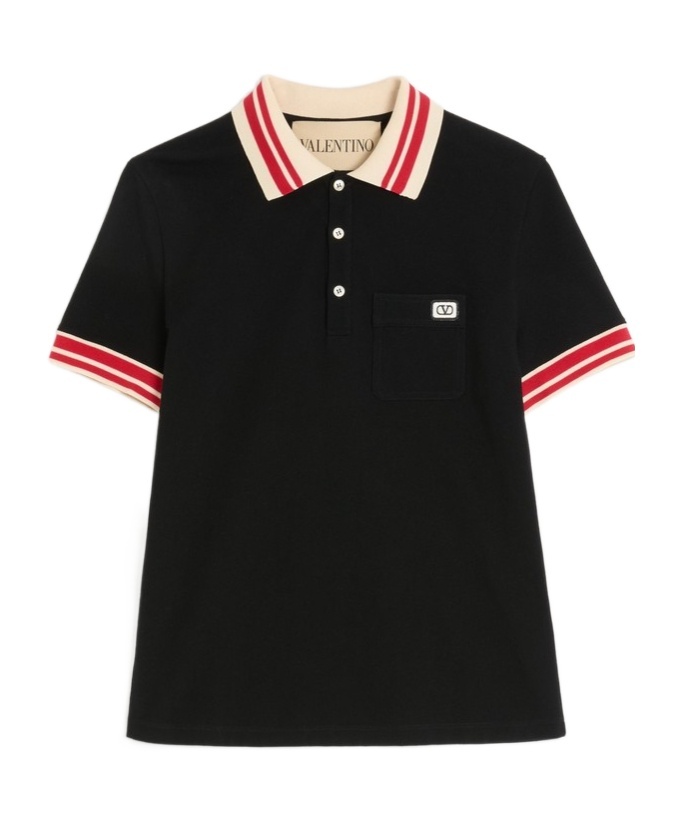 Valentino Vlogo Signature Cotton Polo Shirt In Black