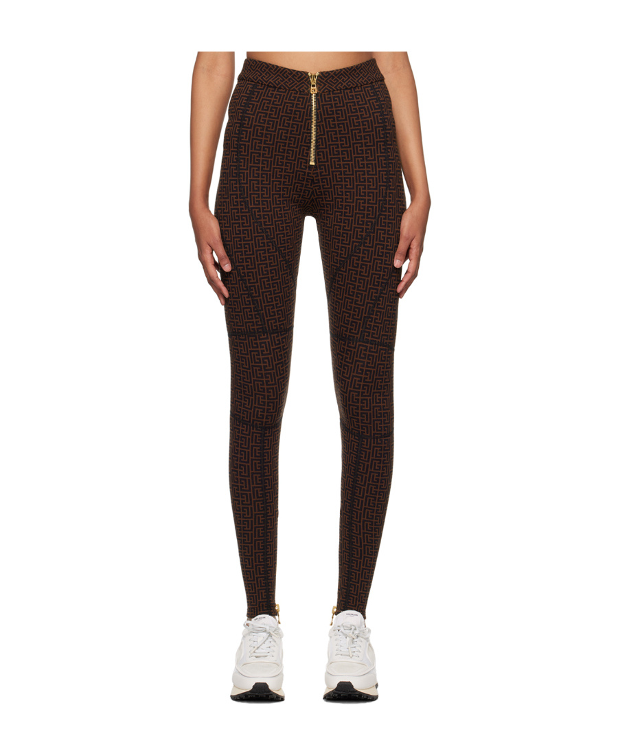 BALMAIN MONOGRAM ELASTIC KNITTED CASUAL PANTS