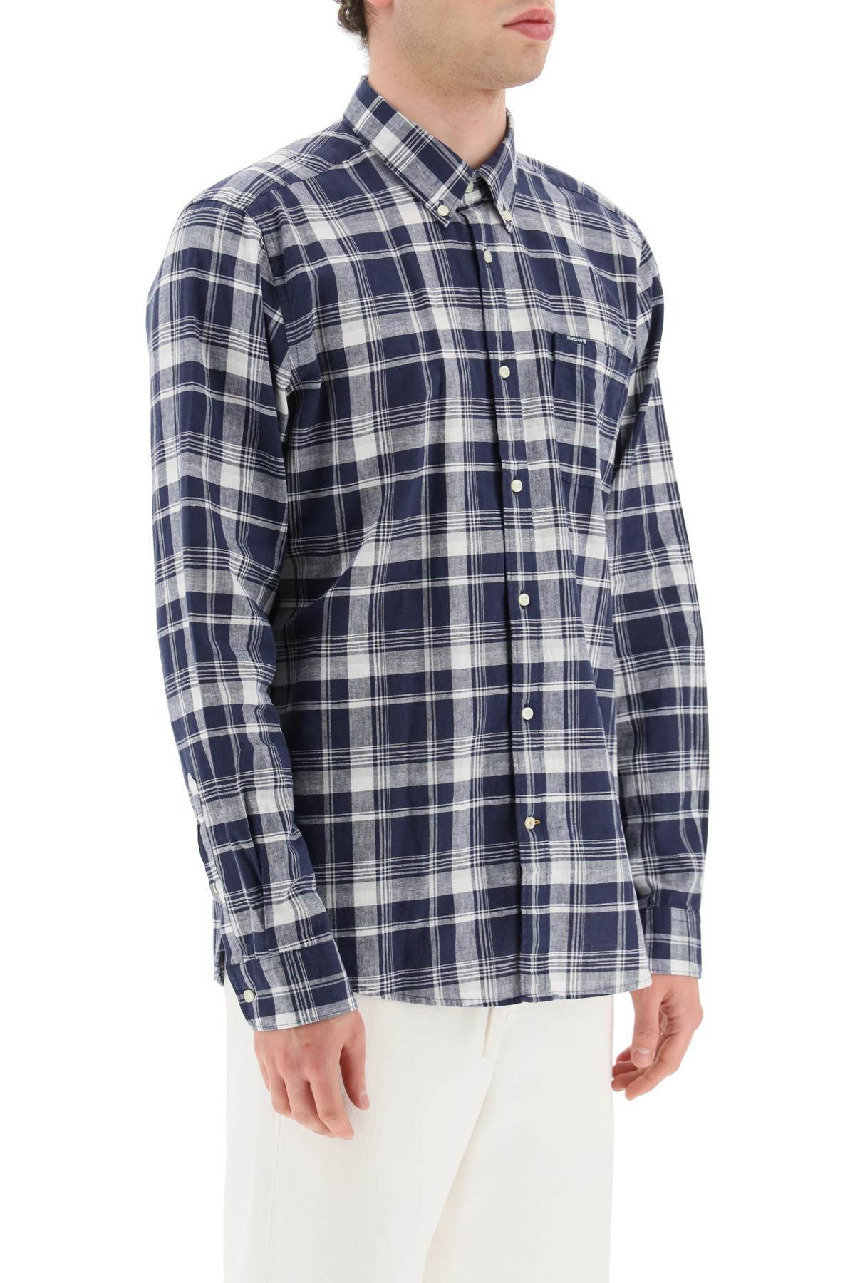 Barbour Checked Long-sleeved Buttoned Shirt In Blue