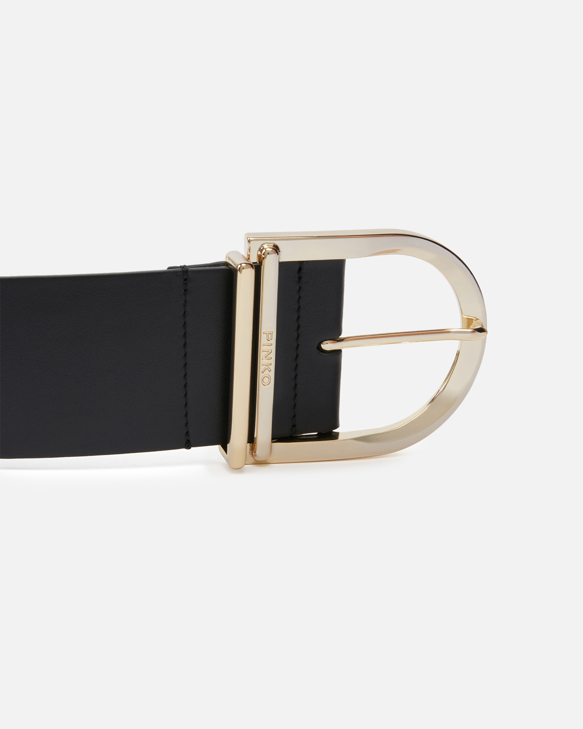 Pinko Leather And Nappa Leather Belt With Maxi Buckle In Black