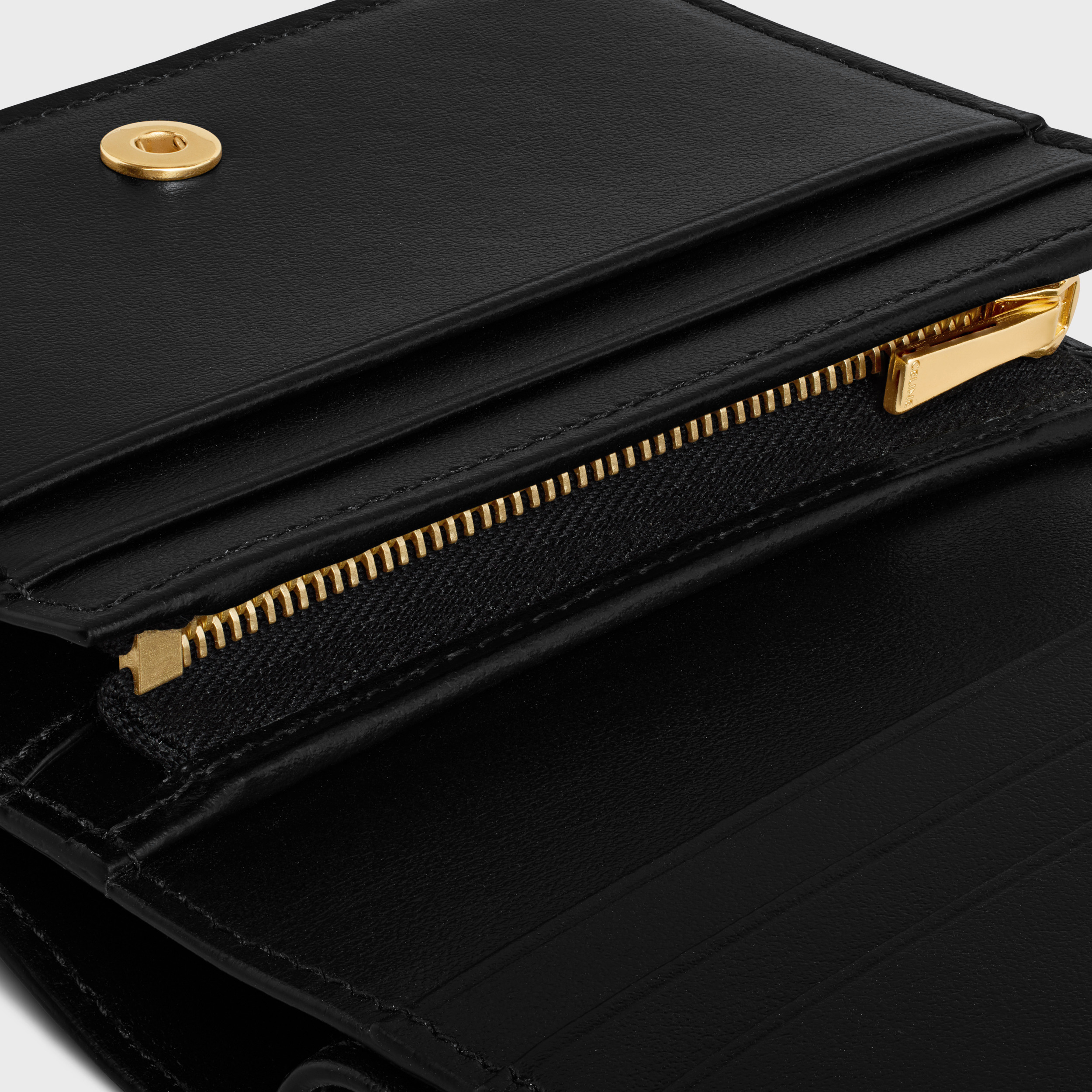 Celine Triomphe Logo Wallet In Black