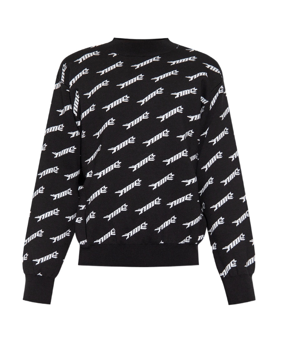 Ambush Embroidered Crew-neck Wool Blend Sweater In Black