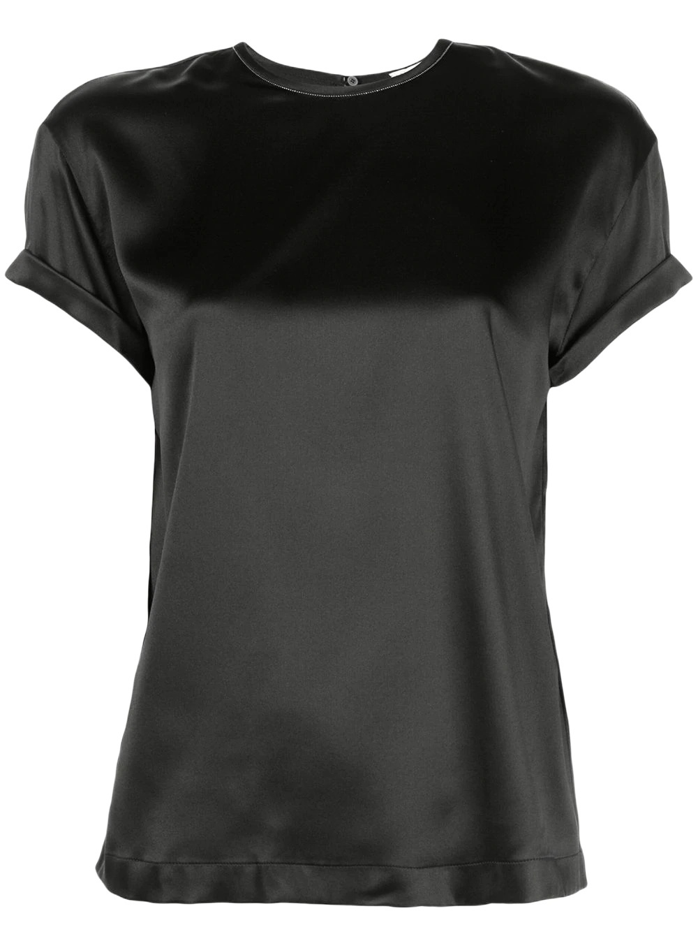 Brunello Cucinelli Sleeveless Top With Relaxed Fit And Satin In Black