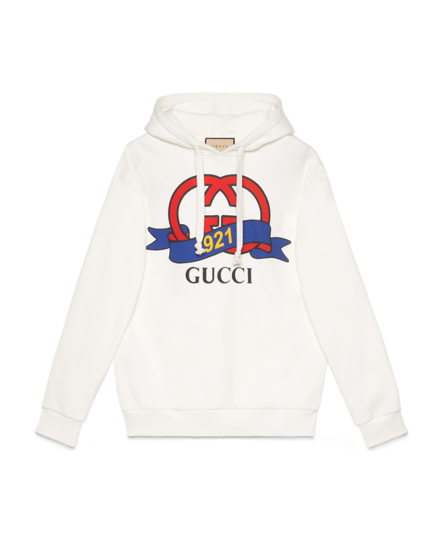 Gucci Logo-print Cotton Hoodie In White