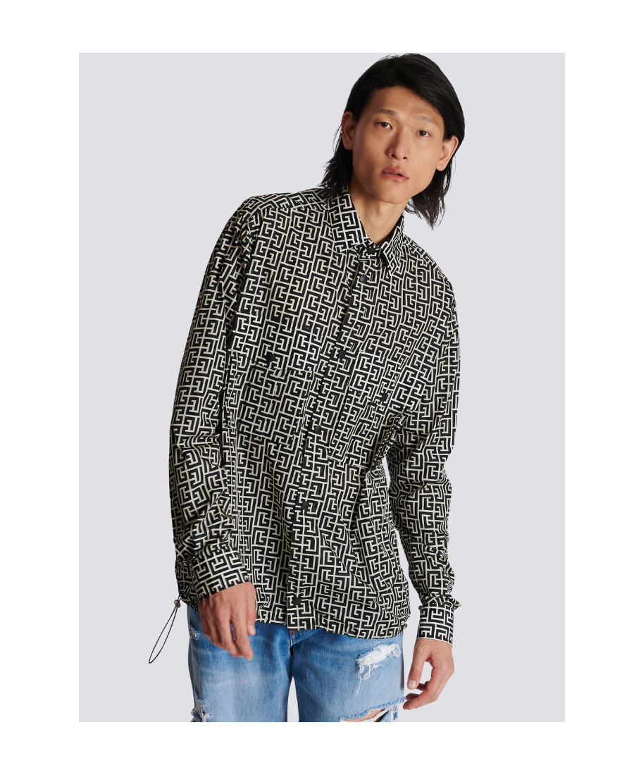 Shop Balmain Monogrammed Overshirt In Black
