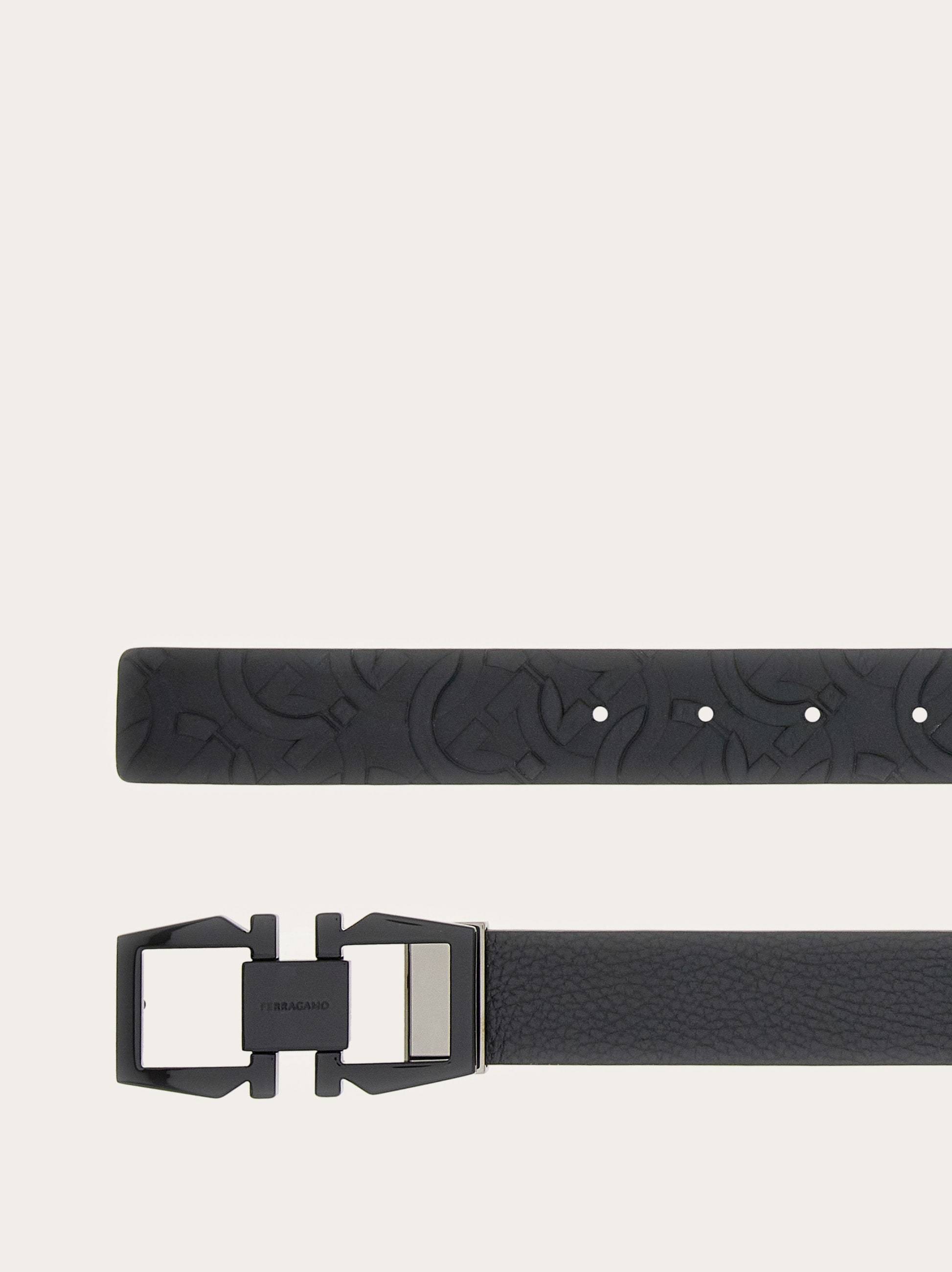 Ferragamo Double-sided Adjustable Gancini Belt In Black