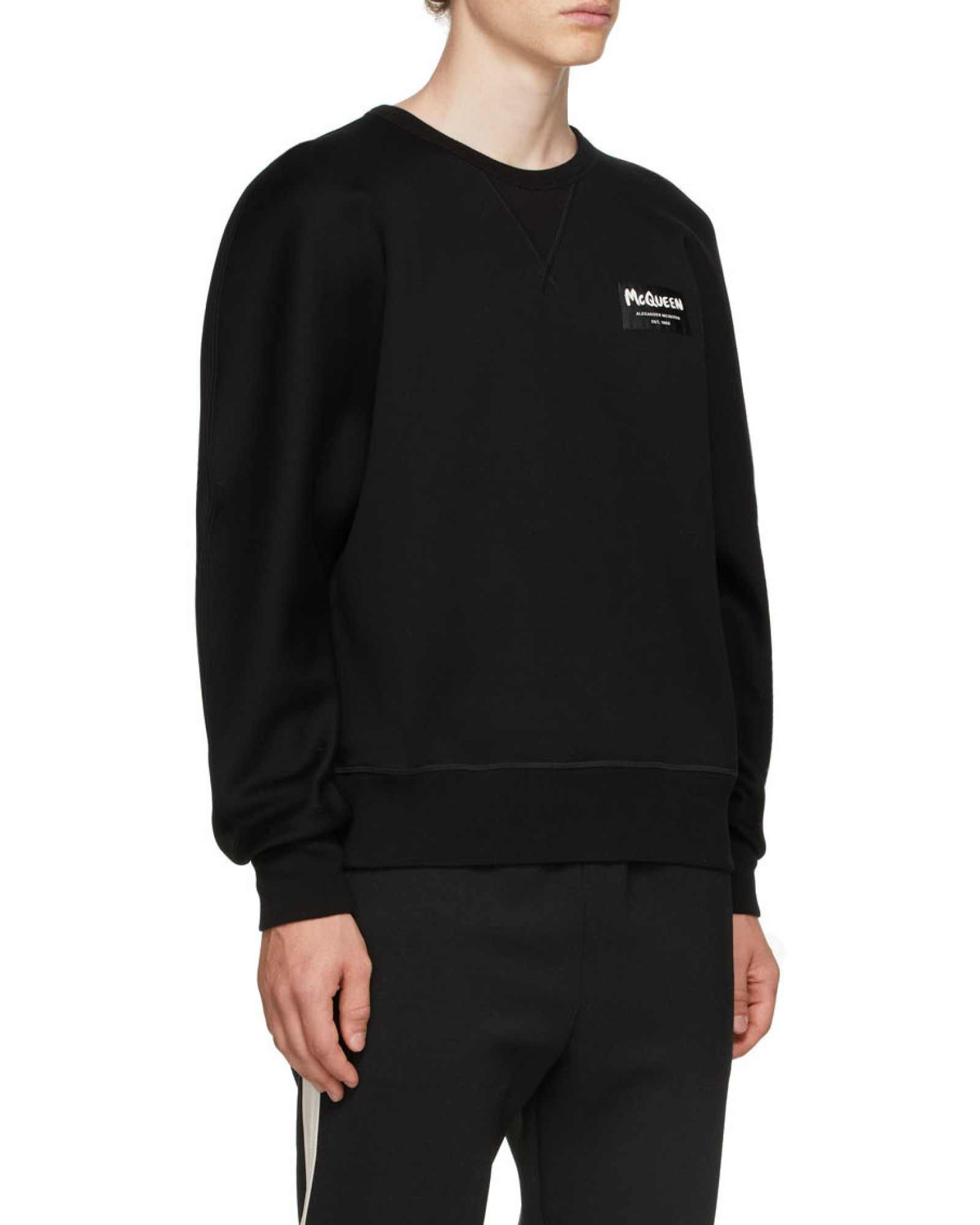 Alexander Mcqueen Graffiti Logo Patch Cotton Sweatshirt In Black