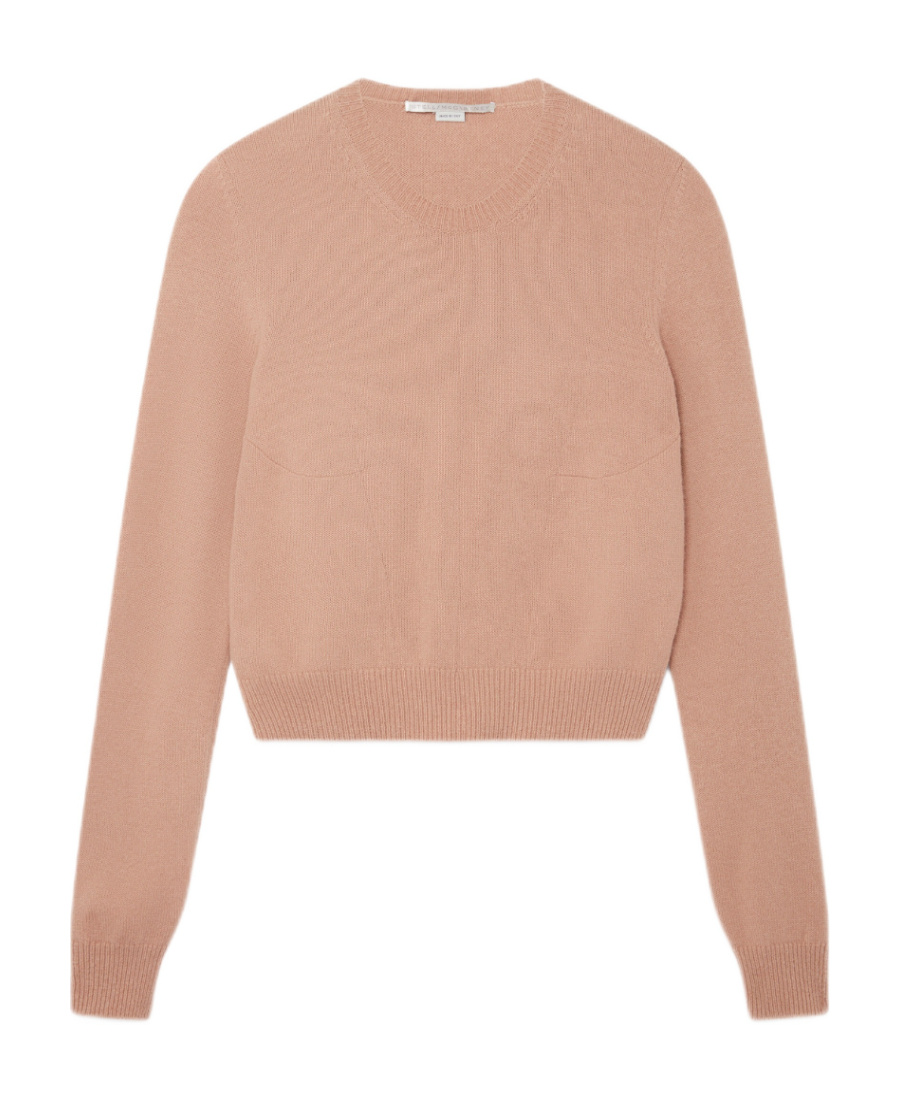 Stella Mccartney Crewneck Cropped Jumper In Nude