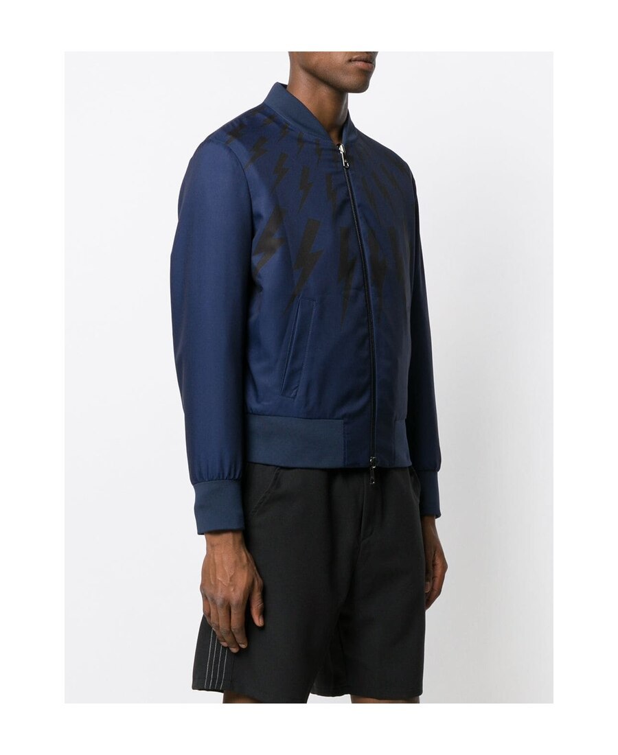 Neil Barrett Long-sleeved Zipper Casual Jacket In Blue