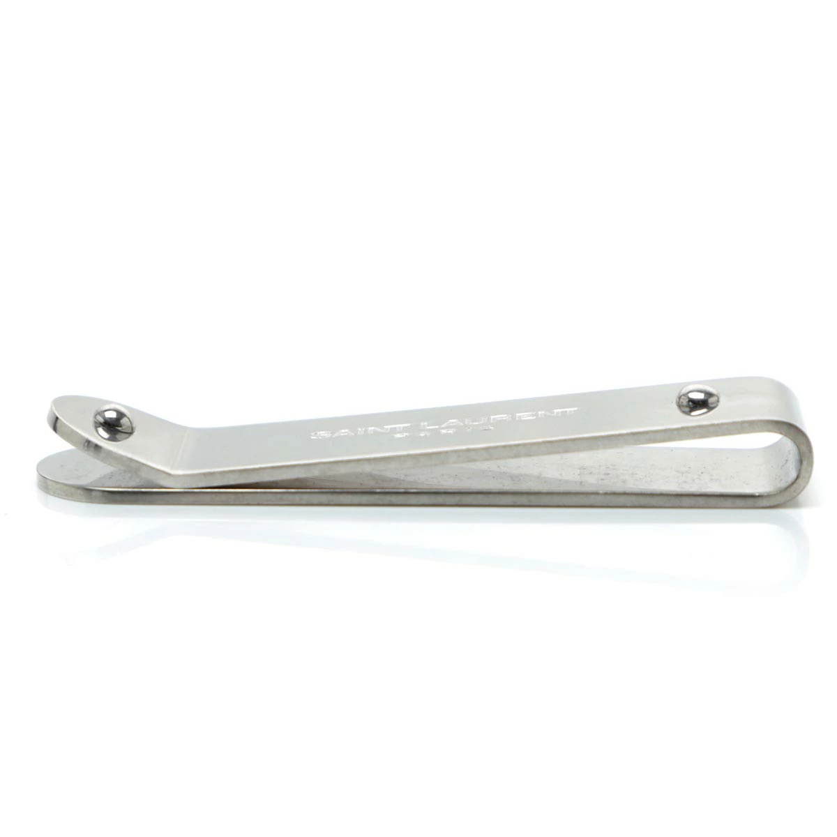 Saint Laurent Logo Engraved Money Clip In White